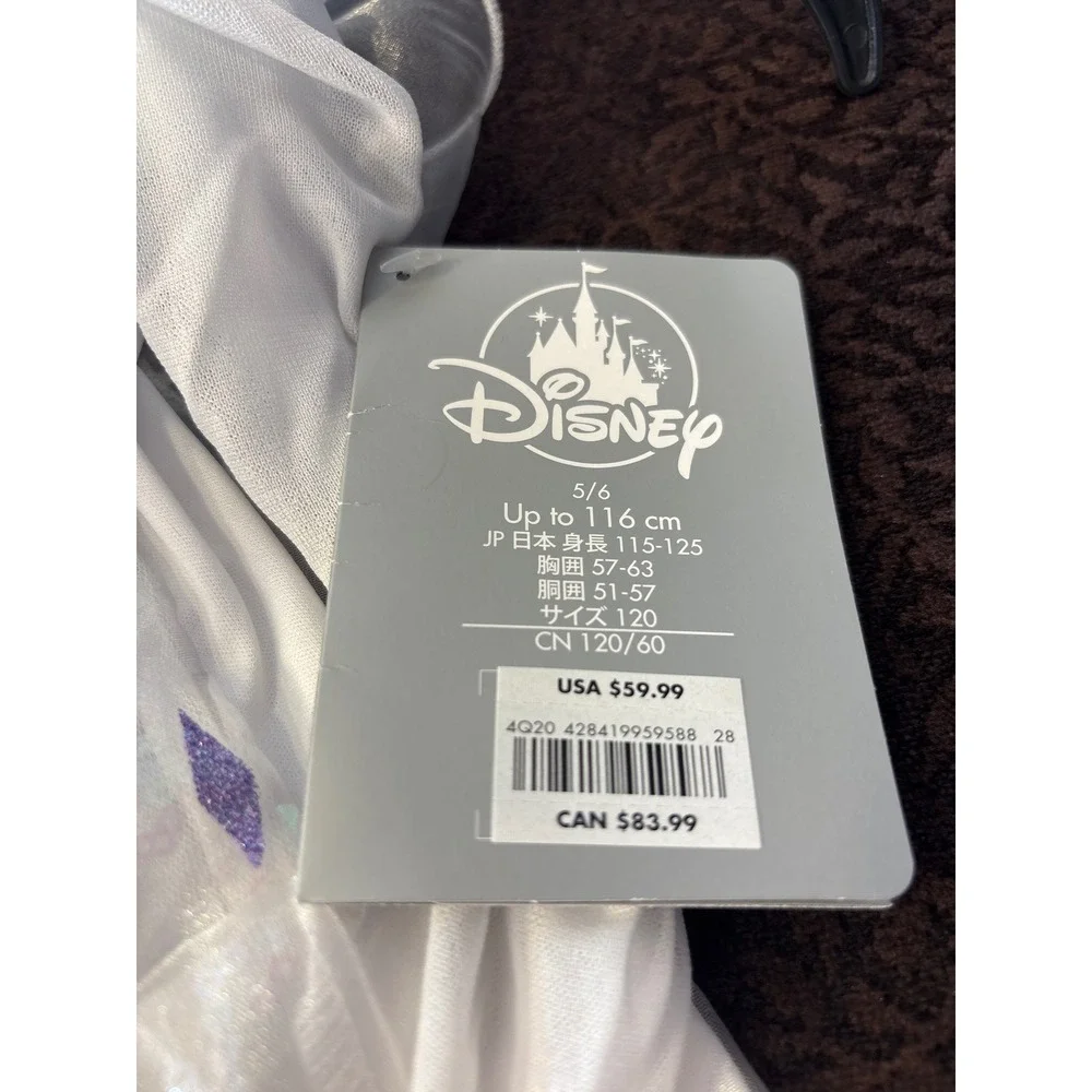 Disney Frozen Elsa Costume Dress Girls Size 5/6 White Blue Sequin Sparkle NWT - Picture 4 of 7